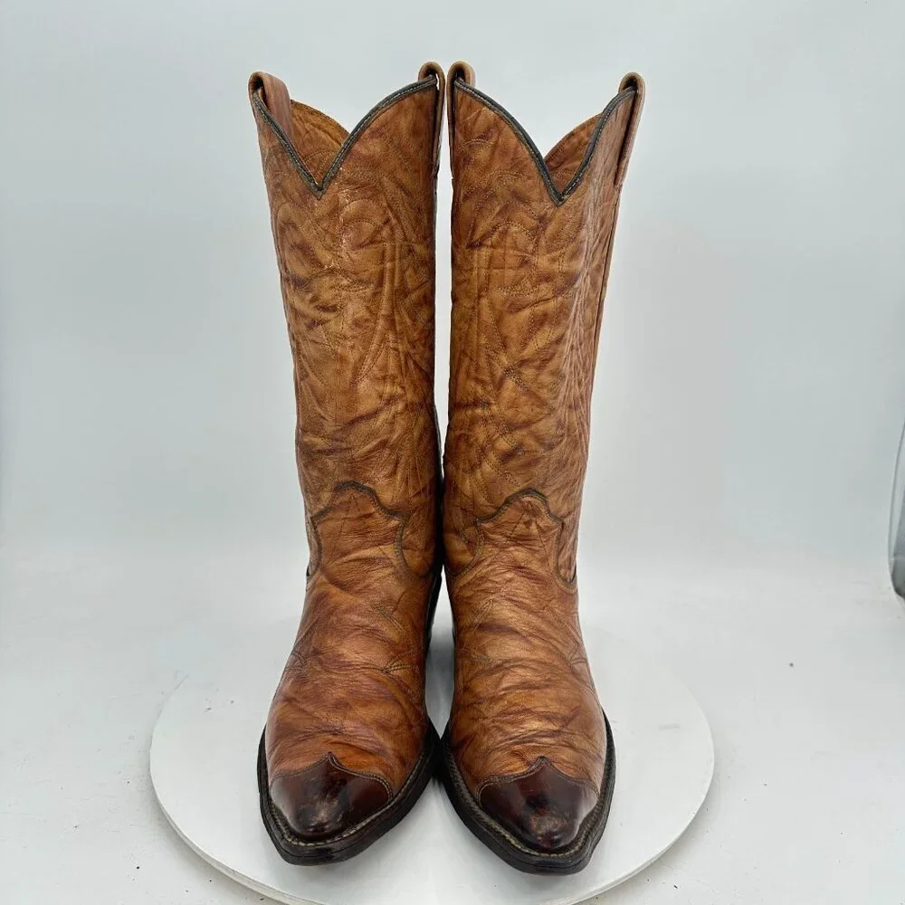 Texas Imperial Men Size 8.5D M 81 Brown Tan Leather Pull On Cowboy Western Boot